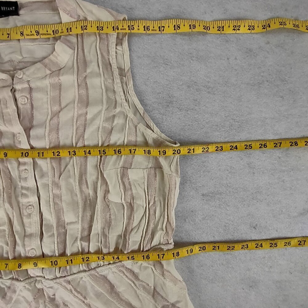 Lane Bryant Womens Cotton Blend Cream Pink Stripe Sleeveless Button Up Top Sz 16 - Picture 8 of 11